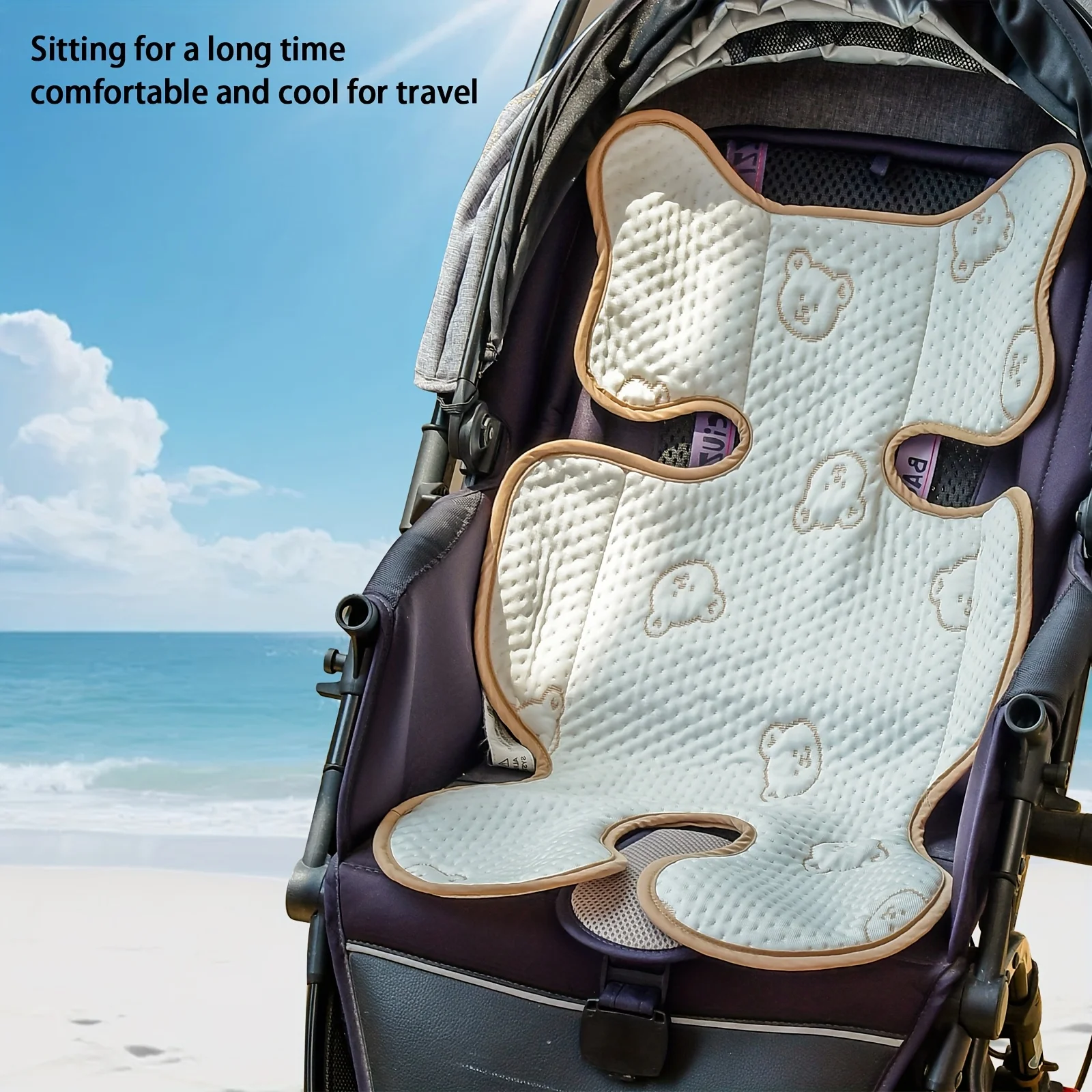 Подушка на тележке из ткани ледяного шелковистого волокна, дышащий детский коврик для стульчика на все сезоны, летний охлаждающий коврик, который можно стирать в машине