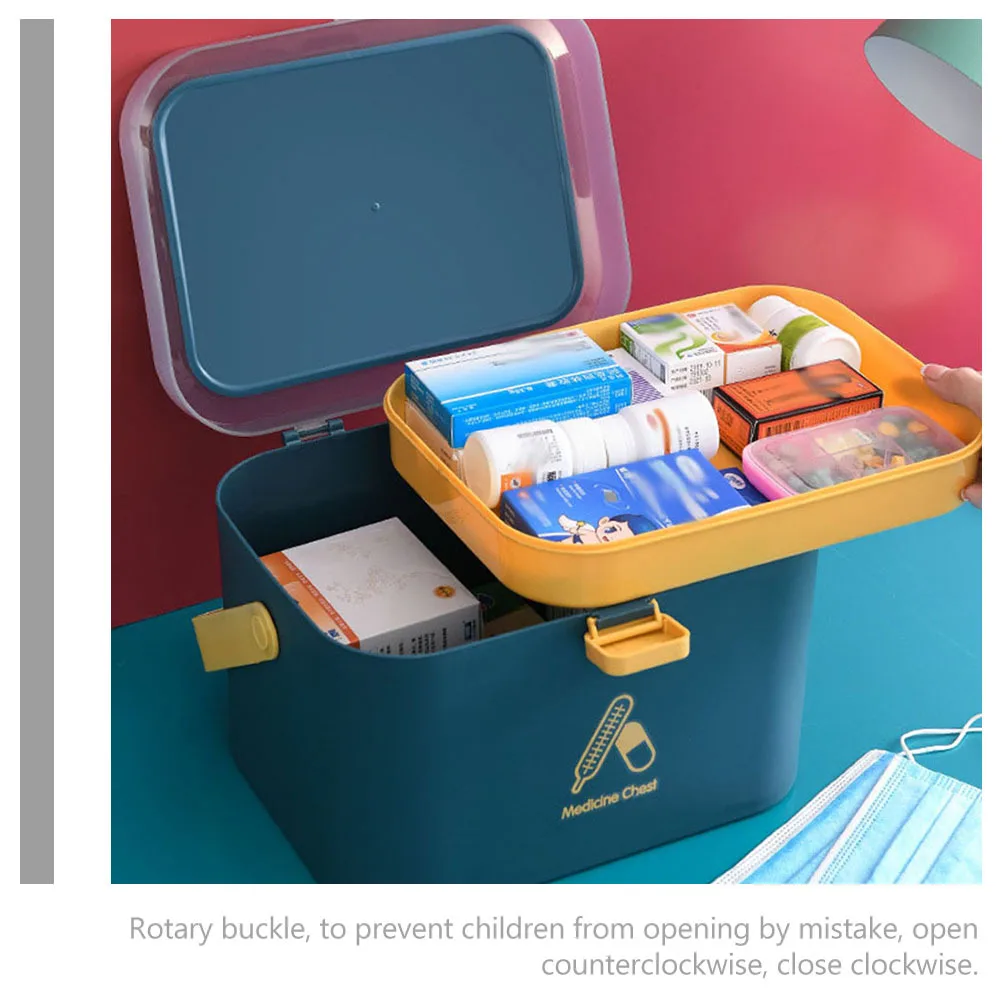 

Reliable First Aid Medicine Case Large Capacity Storage Box Easy Access Medicines Rotary Buckle Design for Safety Convenience