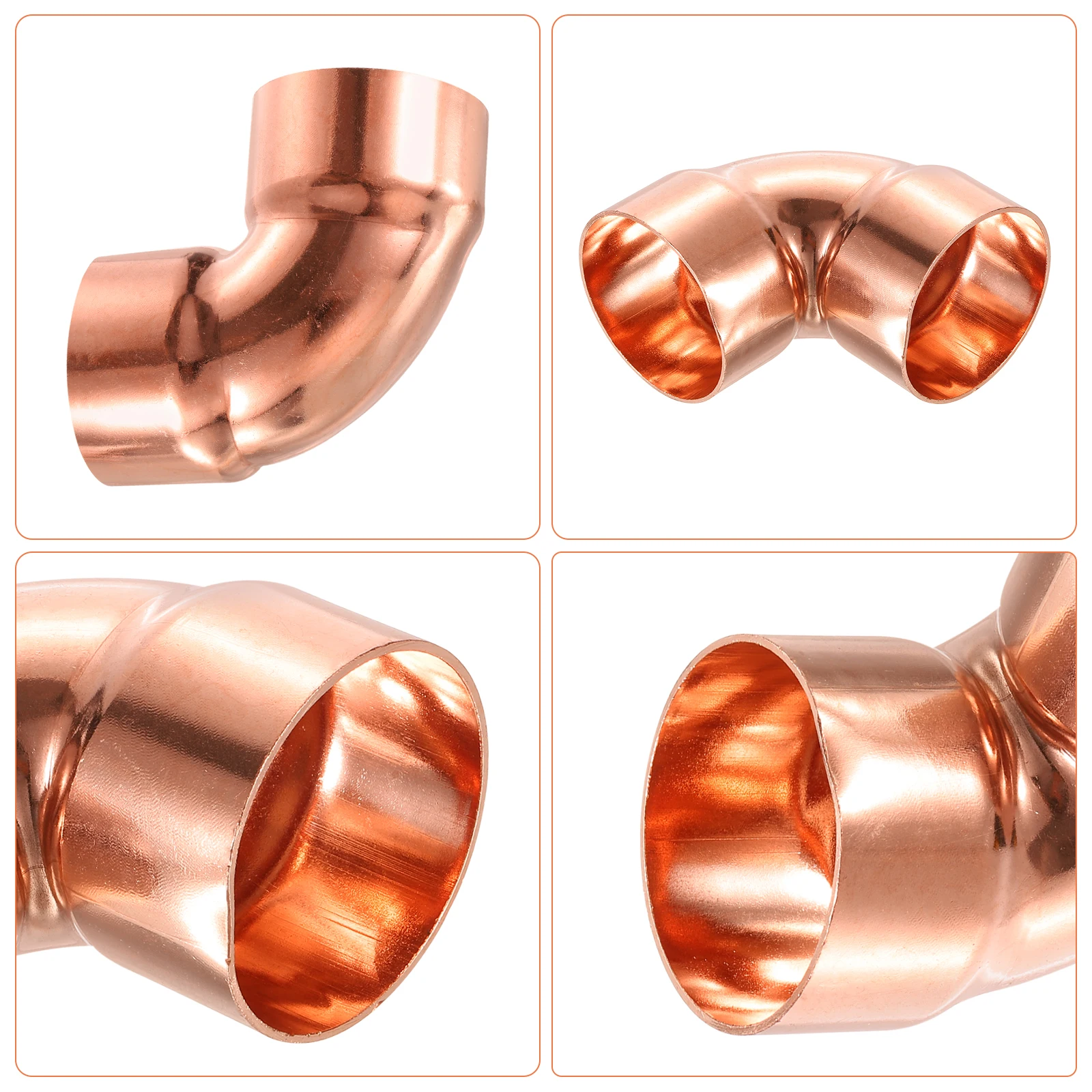 2/5/6/10Pcs 9.52mm-67mm Copper End Feed Solder 90 Degree Copper Elbow Short-turn Copper Pipe Fitting Connector with Sweat Solder