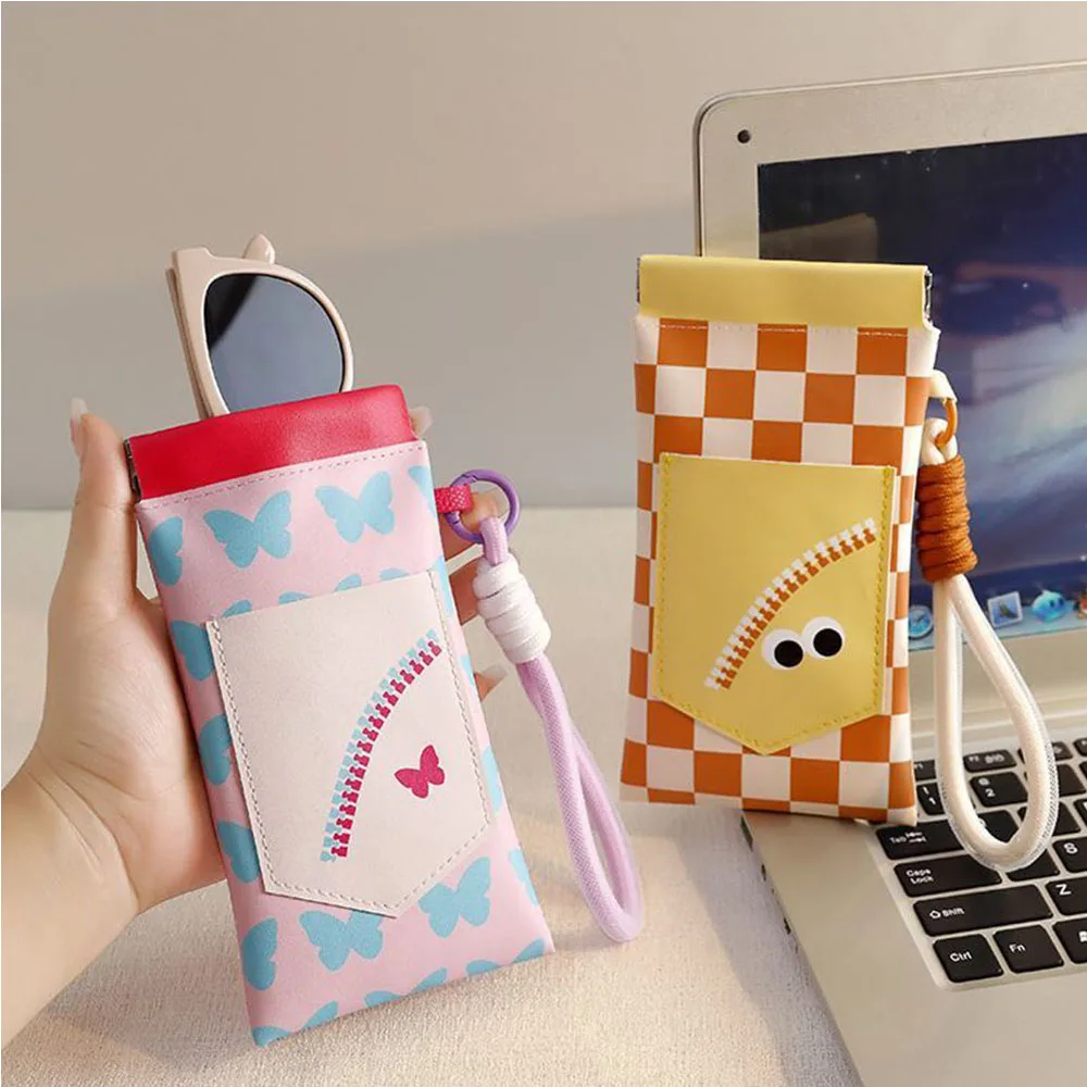 Cute Dopamine-Style Neck-Hanging Glasses Storage Bag, Pressure-Resistant Portable New Model Sunglasses Pouch, Myopia Pouch
