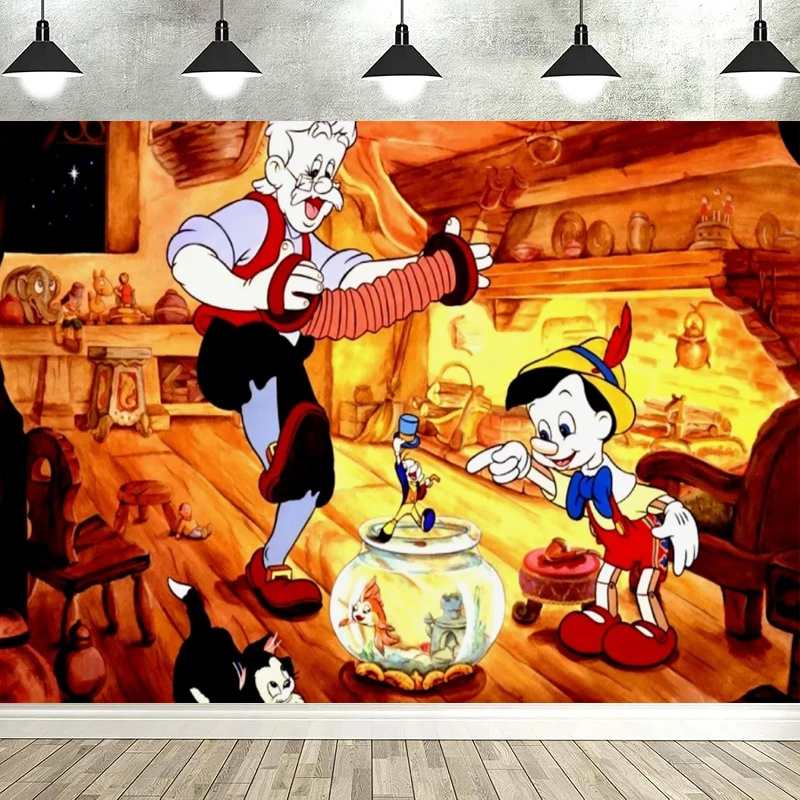 Pinokio Dziadek Stolarz Fotografia Tło Dla Baby Shower Chłopcy Dziewczynki Urodziny Party Tło Sypialnia Dekoracja Baner