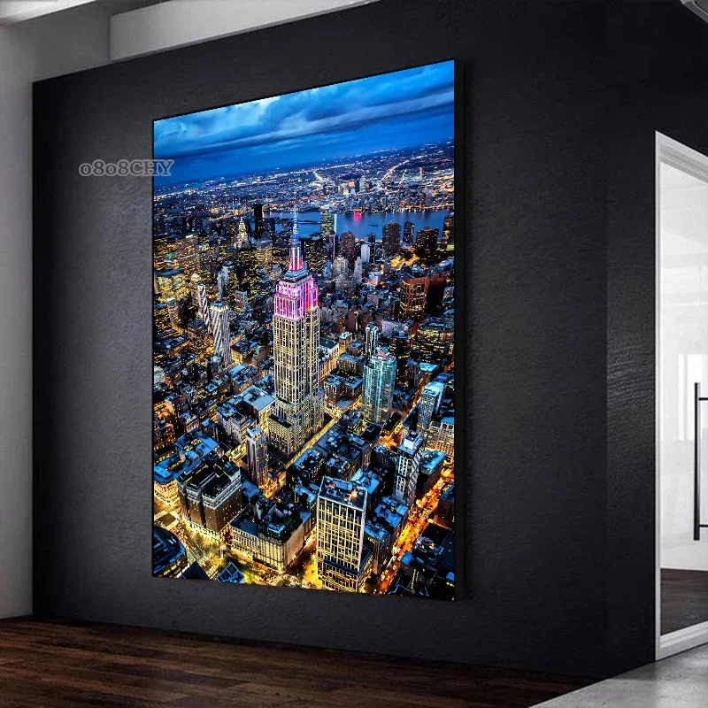 Empire State of Mind New York Night View Canvas Posters and Prints HD Wall Art Painting Mural for Modern Living Room Home Decor
