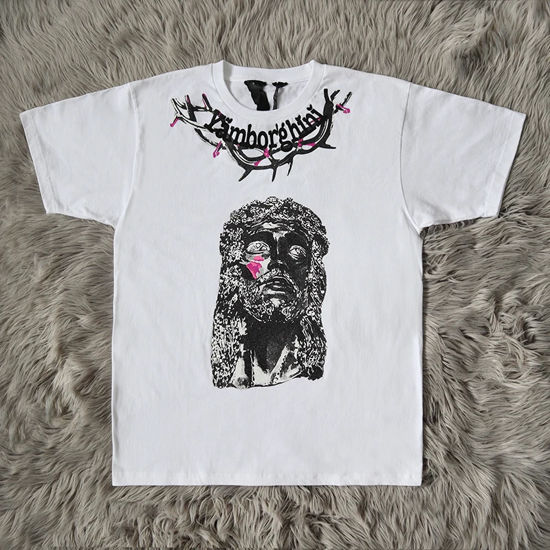 

Футболка Yams Day Jesus Piece с коротким рукавом, с V-образным логотипом и портретом, 100% хлопок, круглый вырез, молодежная модная, стандартный крой