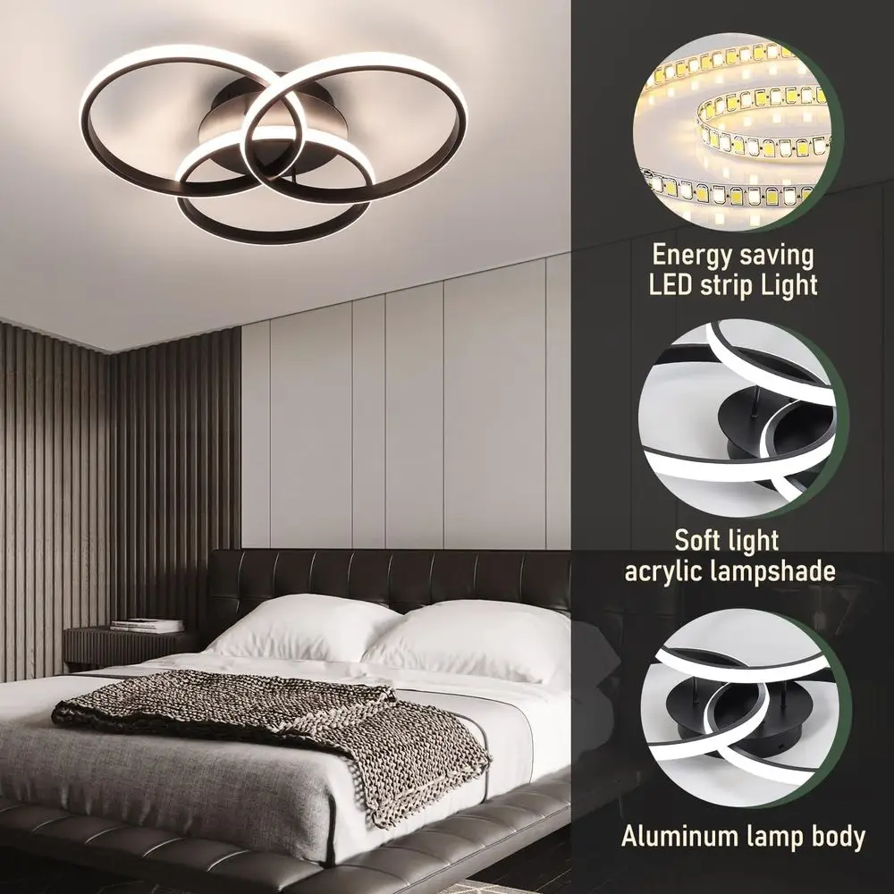 Dimmable LED Ceiling Light Fixtures with Remote Control, Suitable for Bedroom, Living Room, Dining Room, Kitchen (3000K-6500K)