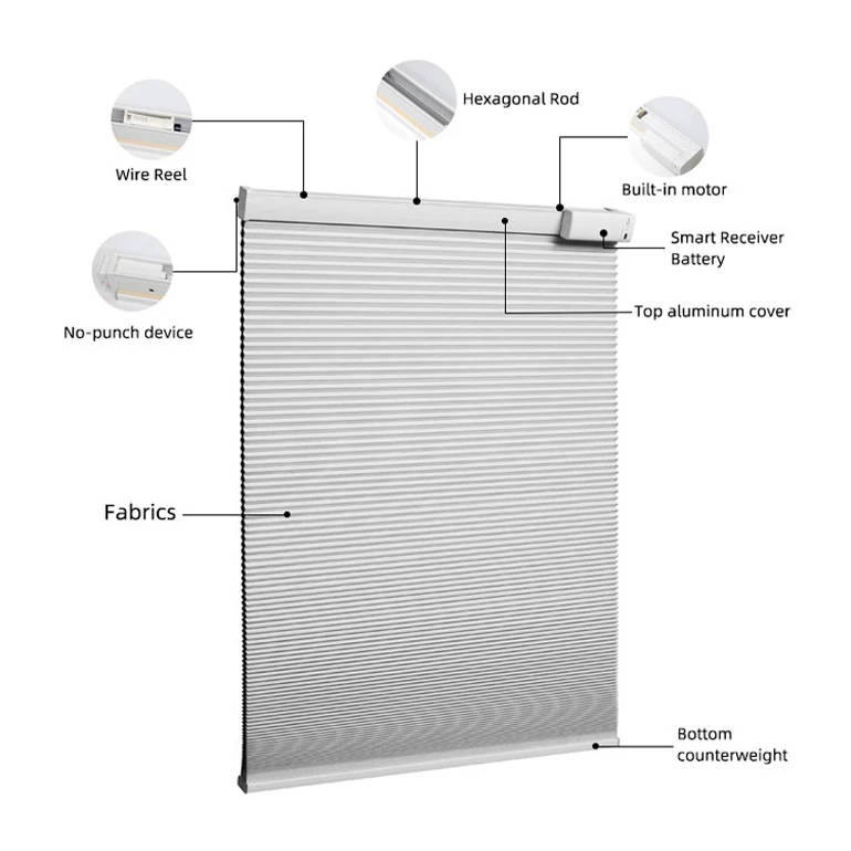 Electric Sunshade Insulated Double Honeycomb WIndow Cellular Blinds for Window