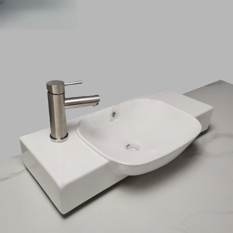 Light luxury round wash basin black marble pattern table basin bathroom hotel integrated ceramic basin
