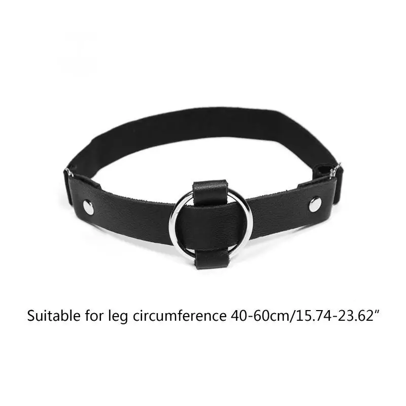 652F حزام الساق القوطي مع سبيكة ديكور بو الجلود سلسلة الفخذ سلسلة مرنة للنساء