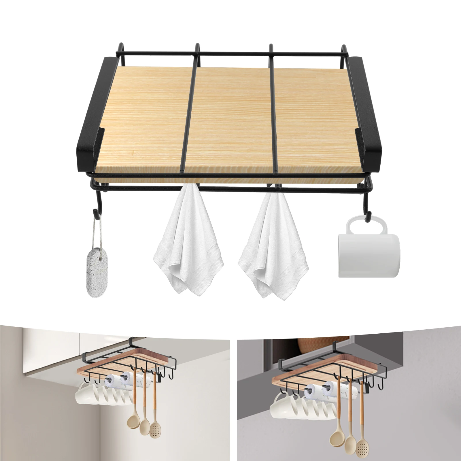 Hanging Cutting Board Shelf Chopping Board Rack Kitchen Organizer Rack Holder Carbon Steel Applicable ＜2.5cm/0.98in