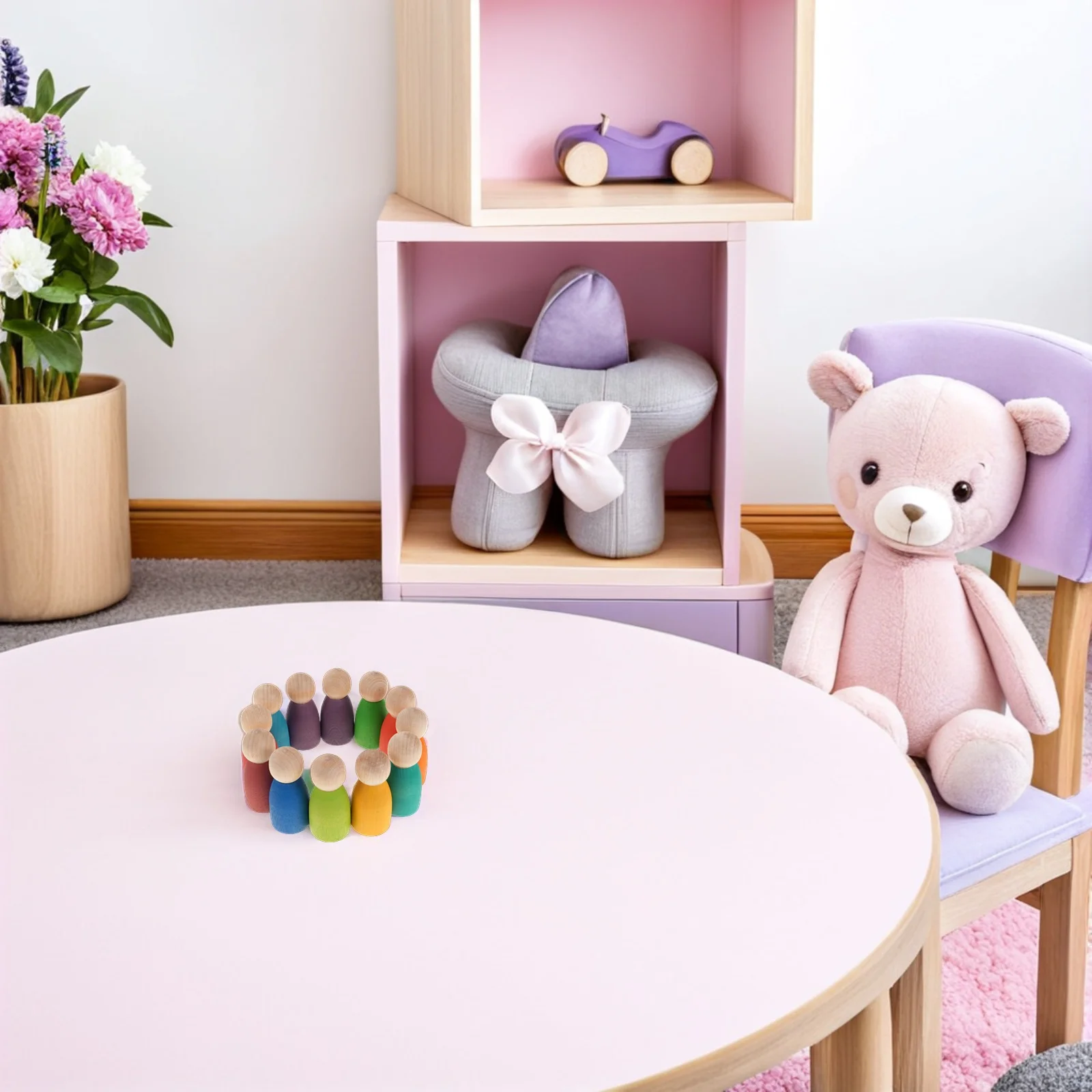 12 Stuks Houten Stapelen Voor Peuters Regenboog Kleur Sorteren Pinnen Montessori Bouwstenen Fijne Motoriek Voorschoolse Leren