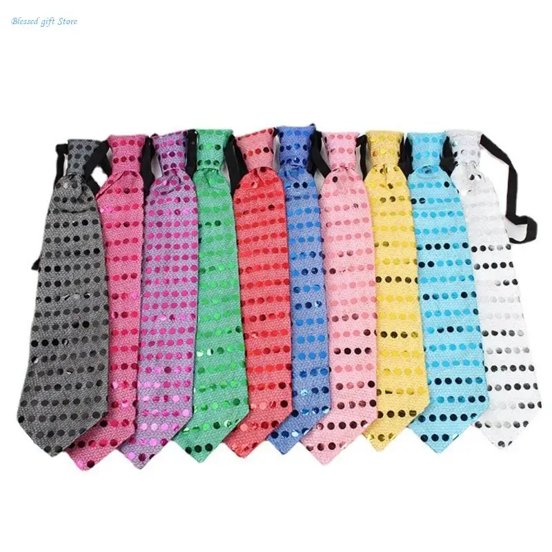 10pcs Led Necktie Pre-Tied Ties Sequin Ties Pre-tied Neckties Luminous Tie Glow Necktie Light up Neck Tie Flashing Tie