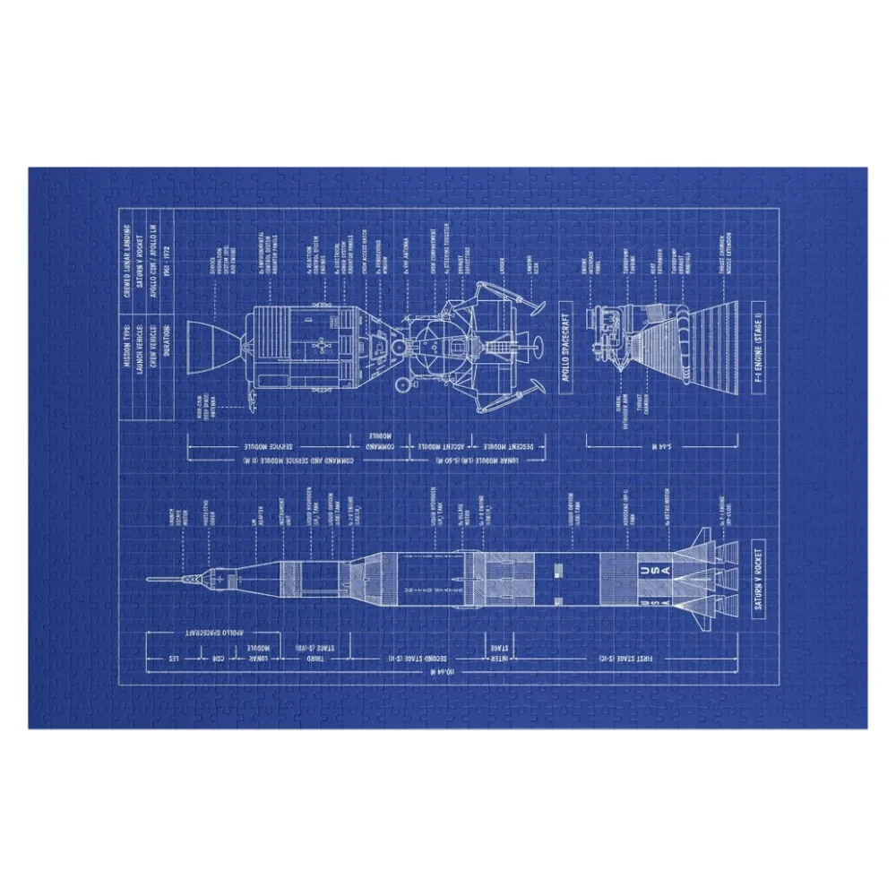 

Saturn V / Apollo Crewed Lunar Expedition (Blueprint - Vertical) Jigsaw Puzzle Adult Wooden Custom Wood Puzzle