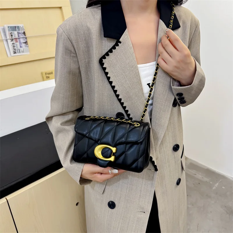 

2025 New Women's Quilted Chain Strap Bag Small Square Crossbody Shoulder Purse Luxury Rhinestone Chic Versatile Niche Design