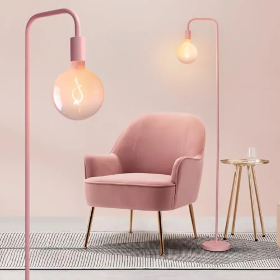 

Pink Floor Lamp for Bedroom, Cute Standing Lamp with LED Bulb, Translucent Globe Glass Warm Lighting. Globe Floor Lamp for Livi