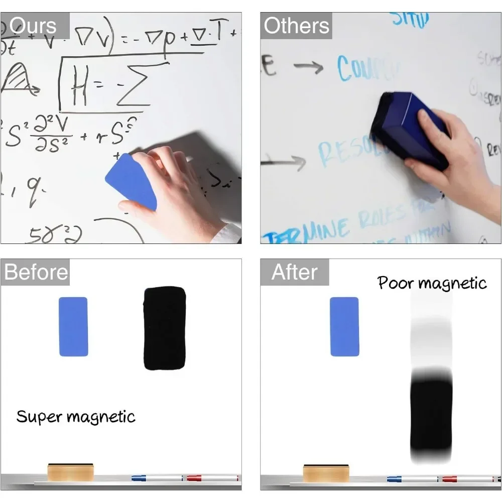 ممحاة جافة مغناطيسية، فرز، ممحاة سبورة بيضاء، 4 عبوات، ممحاة ألواح جافة، ممحاة سبورة بيضاء مغناطيسية