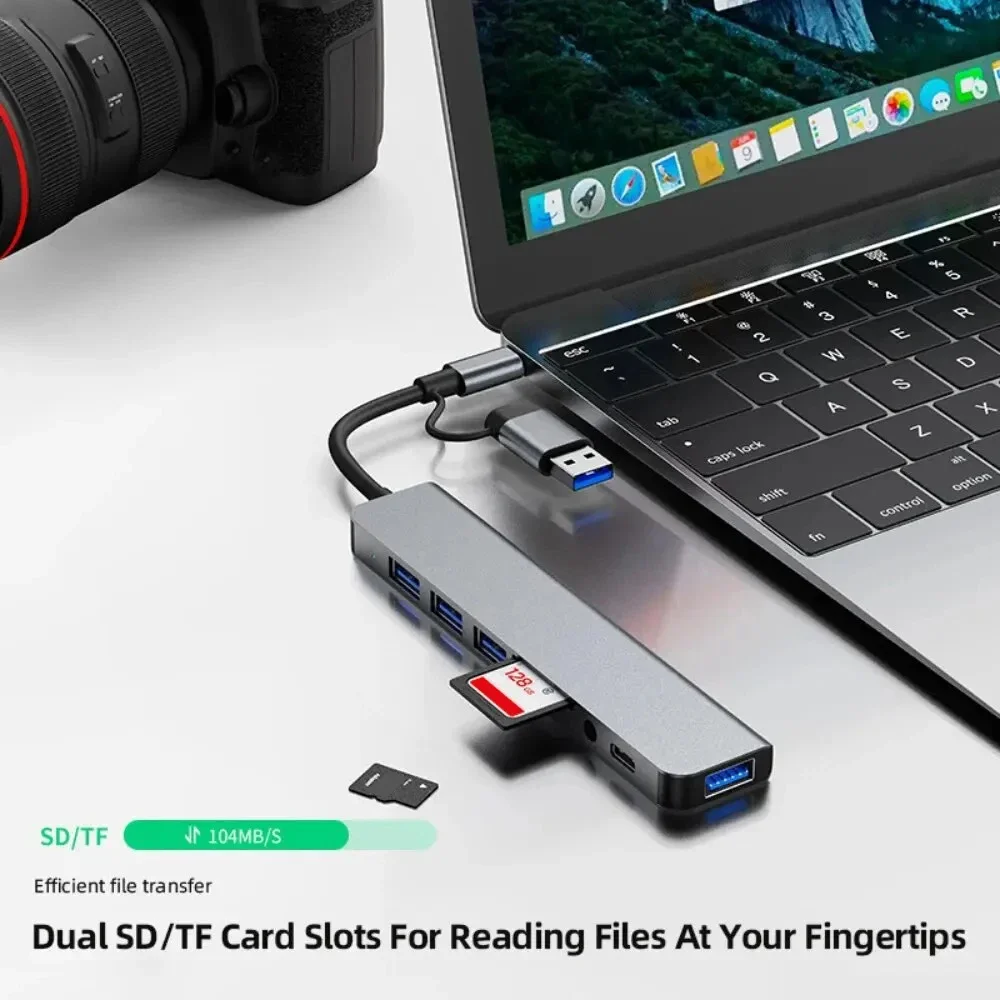 5Gbps USB 3.0 HUB USB C HUB USB C Docking Station High Speed Splitter Multiport Adapter TF SD Card Reader for PC/Laptops/MacBook