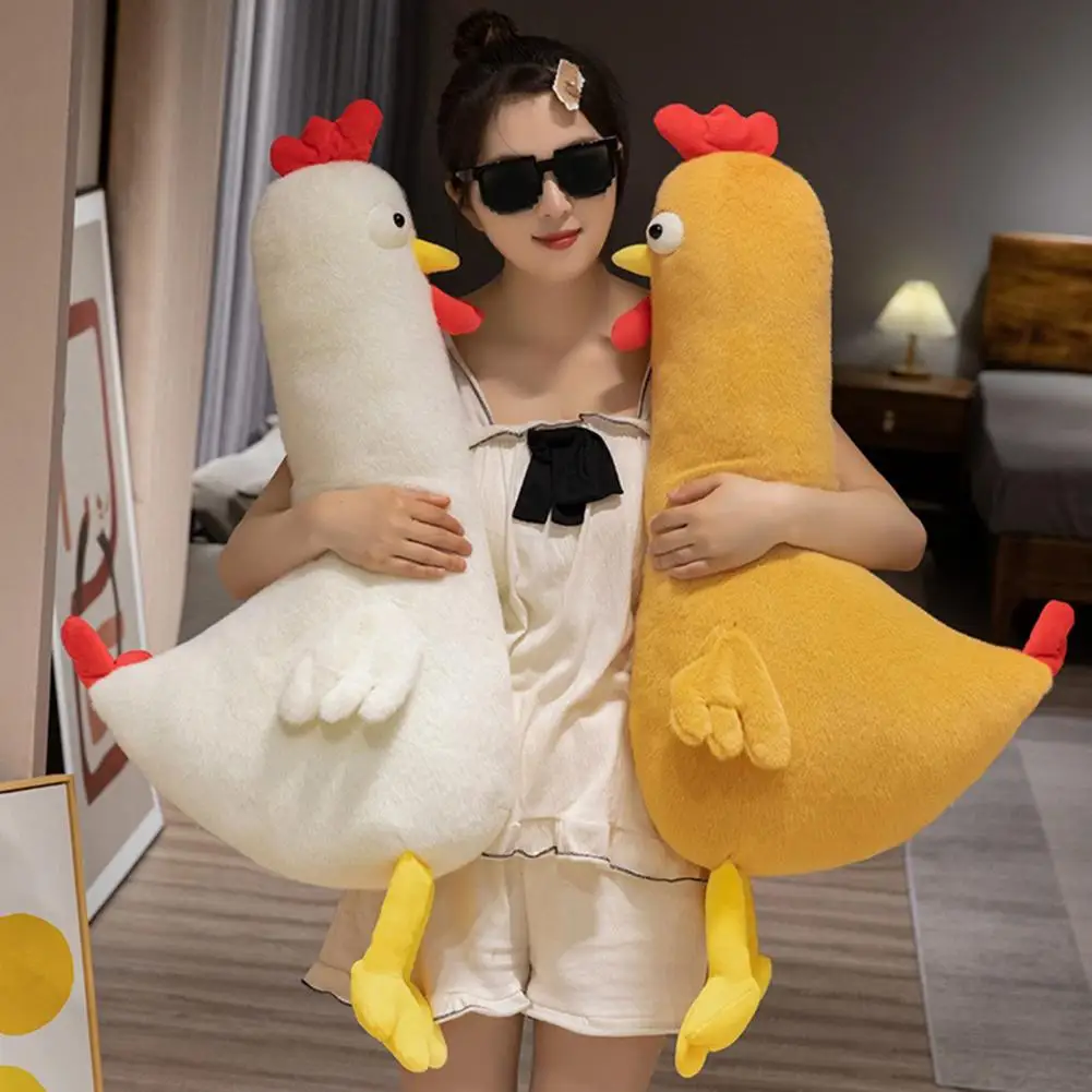 Plush Chicken Toy Chick Plush Pillow Long Body Stuffed Soft Hugging Toy Removable Cover Cozy Sleeping Pillow Cute Farm Plush