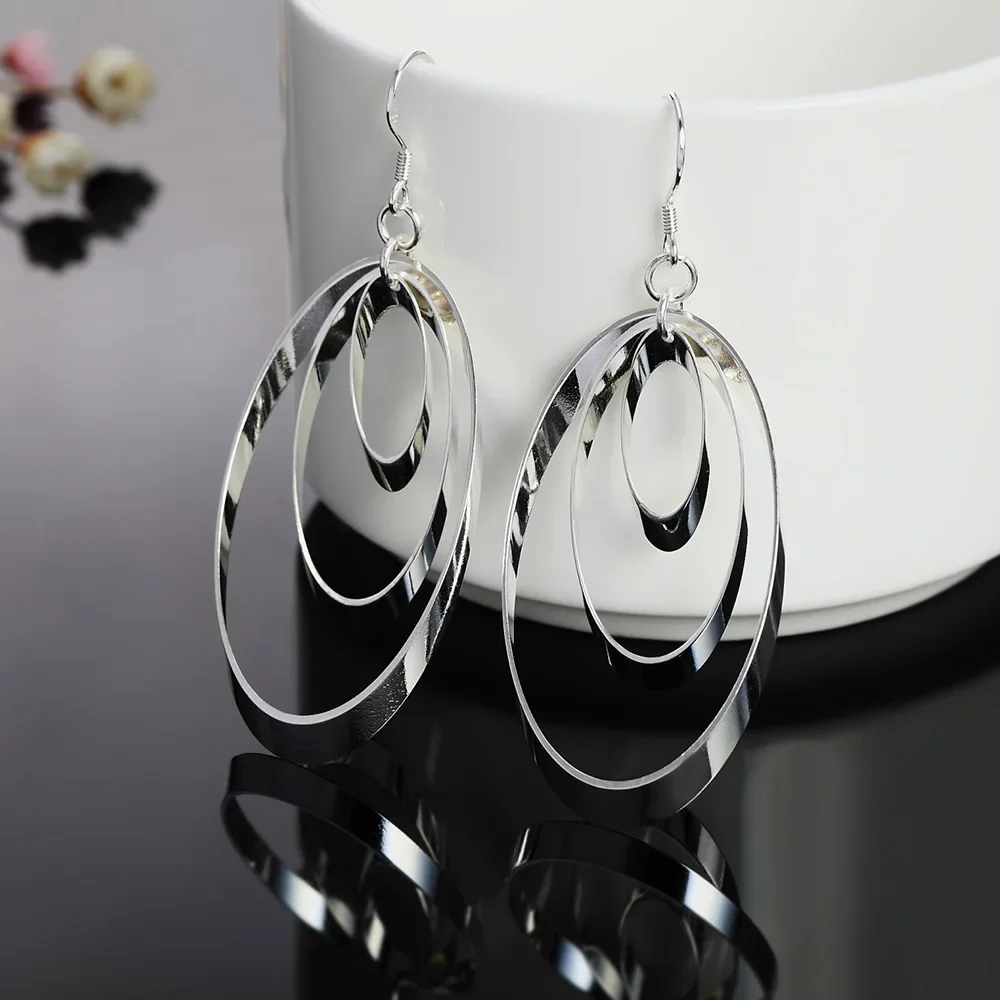 Jewelry 925 Sterling silver Earrings charms round for women girl wedding engagement jewelry noble beautiful fashion