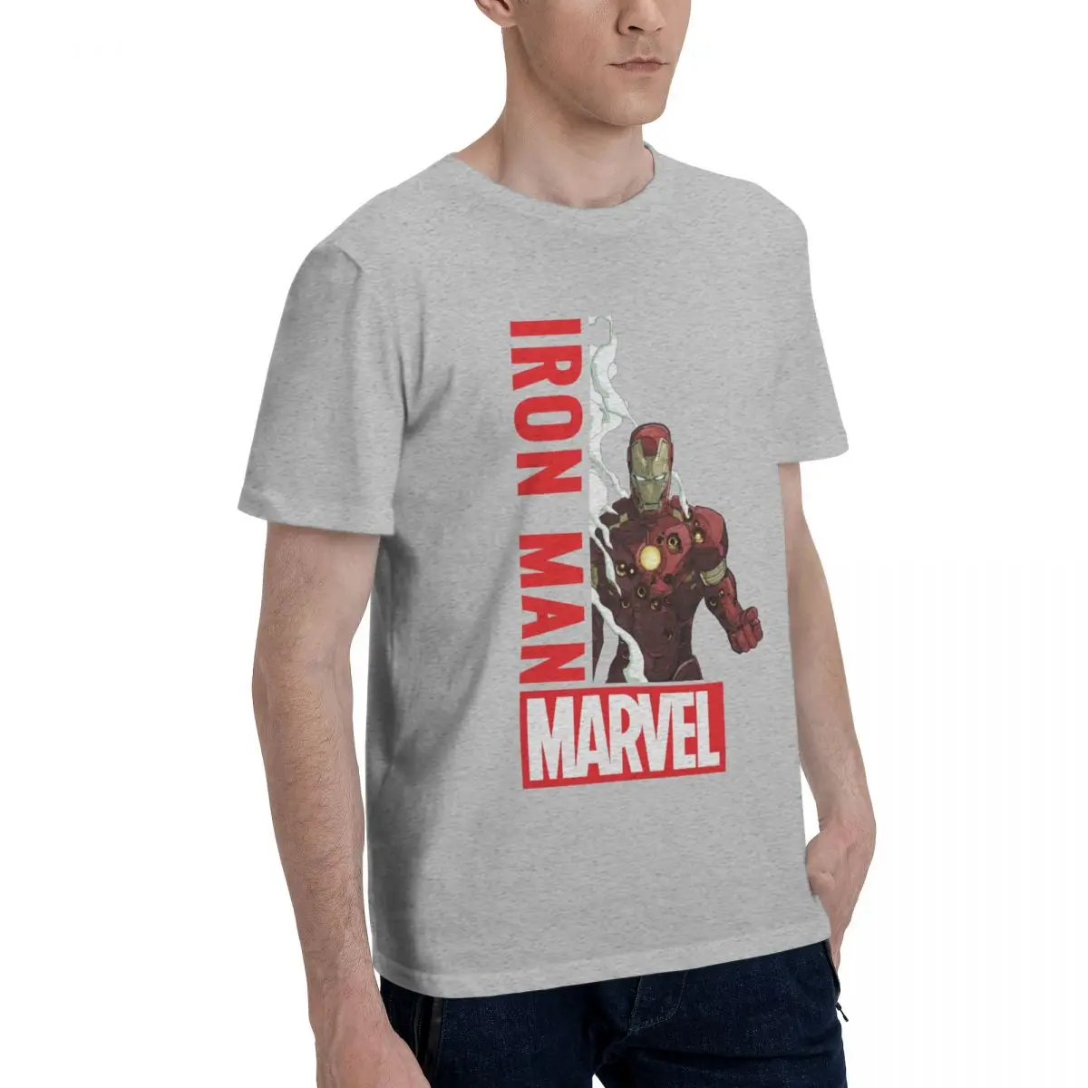 Men T-Shirts Logo Novelty Cotton Tees Short Sleeve Marvel Iron Man Film T Shirts Round Collar Clothes Graphic image 4