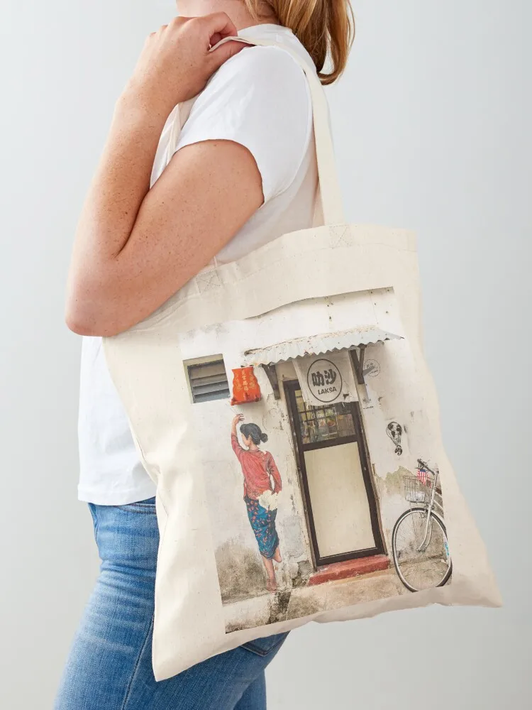 Girl With Incense Sticks : Laksa Time : Penang, Malaysia Tote Bag Women's beach bags Reusable bags Canvas Tote Bag