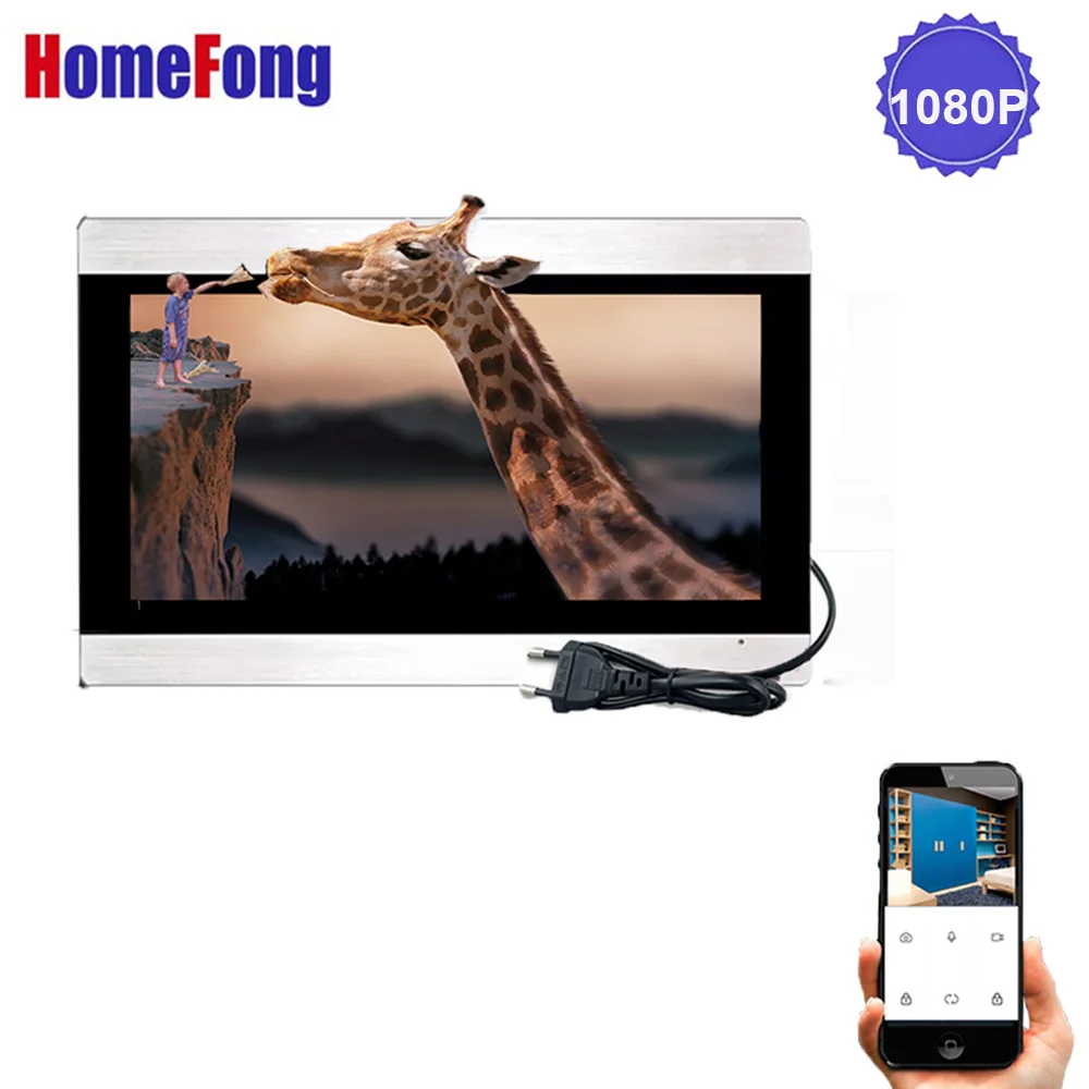 Homefong kamera telepon pintu Wifi nirkabel, interkom Video 1080p dengan Monitor layar sentuh deteksi gerakan beberapa sistem Tuya