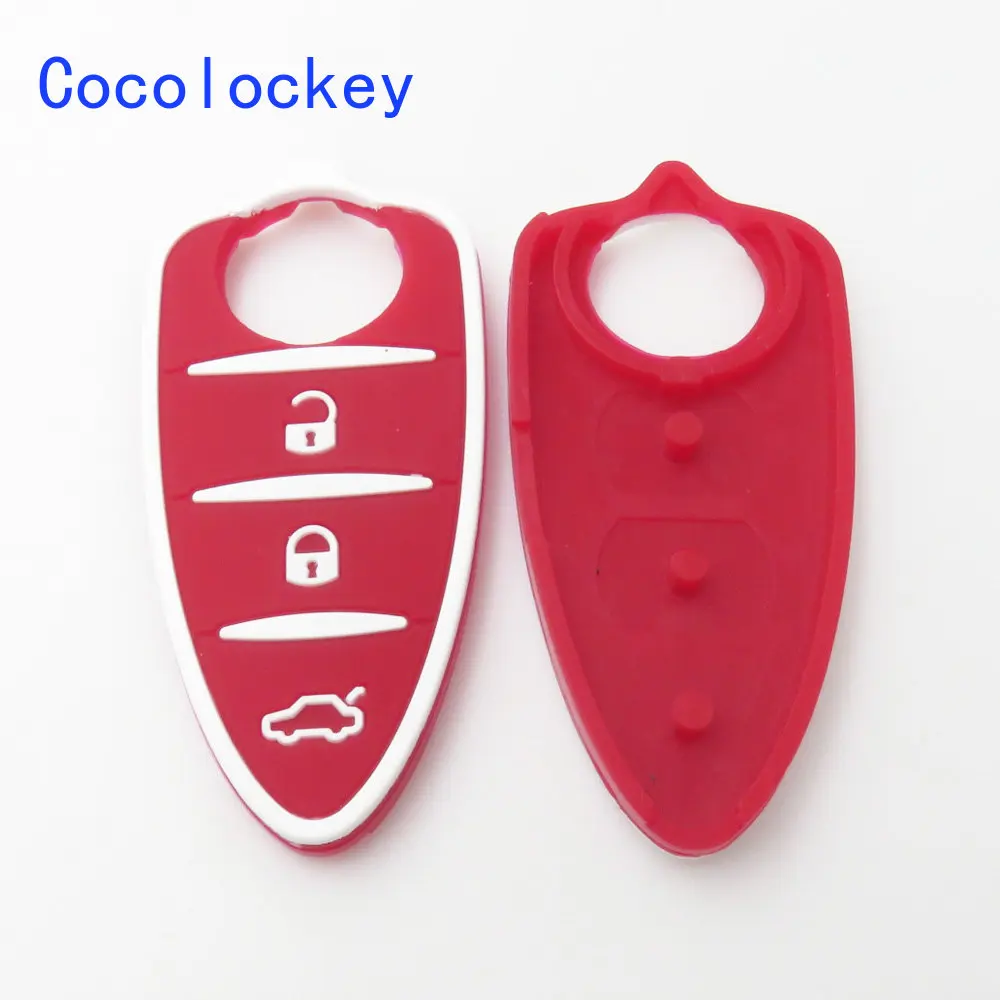 10pcs/lots Silicone Rubber Key Pad 3 Buttons for Alfa Romeo Mito Giulietta 159 GTA Flip Remote Key Colorful Pad Car Accessories