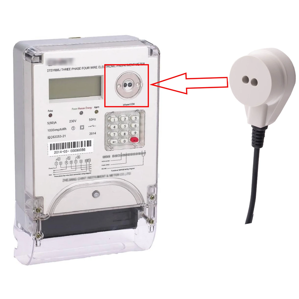 RS485 Interface Near Infrared Adapter IR IRDA Converter CP2102 Transparent Transmission IEC62056-21 IEC1107 DLMS MODBUS Cable