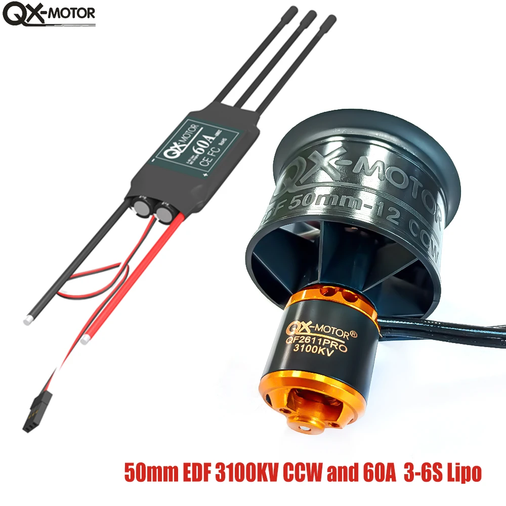 QX-Motor 50mm EDF 12 Blades Ducted Fan CW CCW QF2611PRO 3100KV 3750KV Use 60A ESC 3S-6S for RC Multirotor Drone Parts