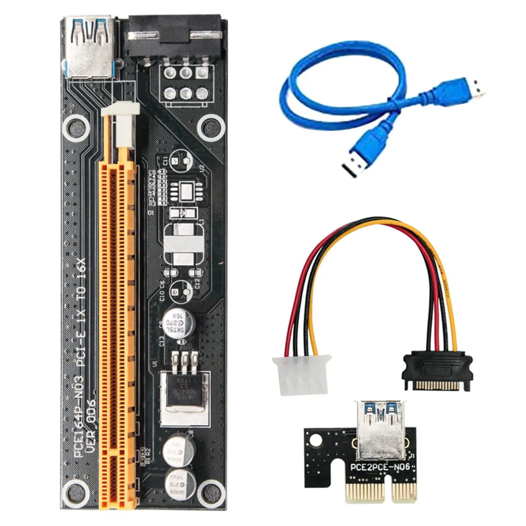 VER006 USB 3.0 Pci-E Riser Card PCI-E 1X to 16X 4Pin Image Extension Cable BTC/ETH Game Adapter Card Bitcoin