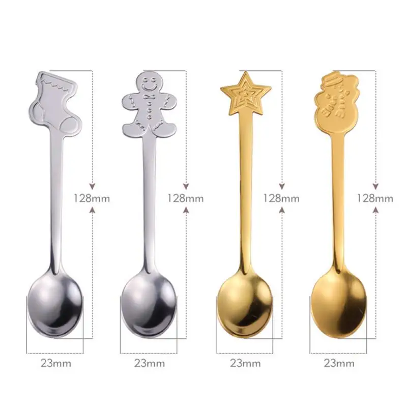 2PCS Coffee Spoon Durable Materials Festive Kitchen Gadgets Highest Evaluation Unique Christmas Gift Stainless Steel Spoon