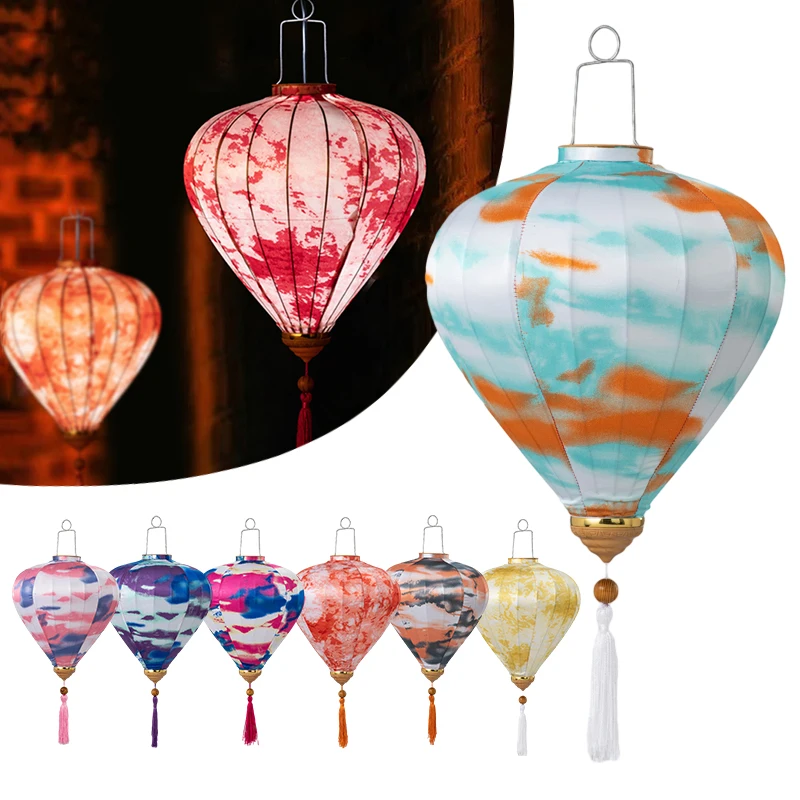 14/12 Chinese Style Antique Satin New Year Lantern Halo Dyeing Printing Outdoor Decor Lantern For Home Hotel Teahouse Restaurant