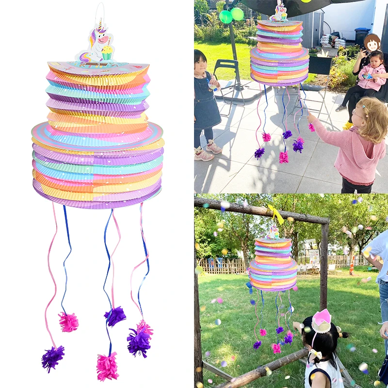 

1set Pinata Gift Box Cartoon Unicorn Star Lanterns Candy Box Kids Birthday Party Favor Wire String Photo Prop Baby Shower Decor