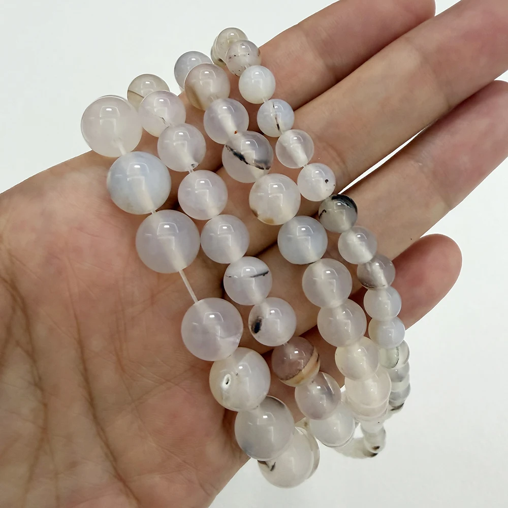 Natural Stone Sardonyx White Agate Round Beads 15