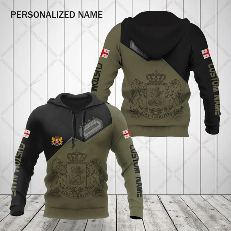 

Customize Georgia Emblem Graphic Sports Style Hoodies Shirts Loose Unisex Sweatshirts Casual Oversized Tops Pullover Streetwear