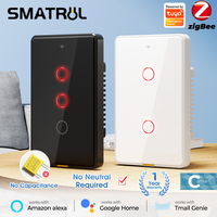 Tuya Zigbee Smart Switch No Neutral Wire Wall Magnetic Relay US 100-250v Voice App Alexa, Google Home No Capacitor Required