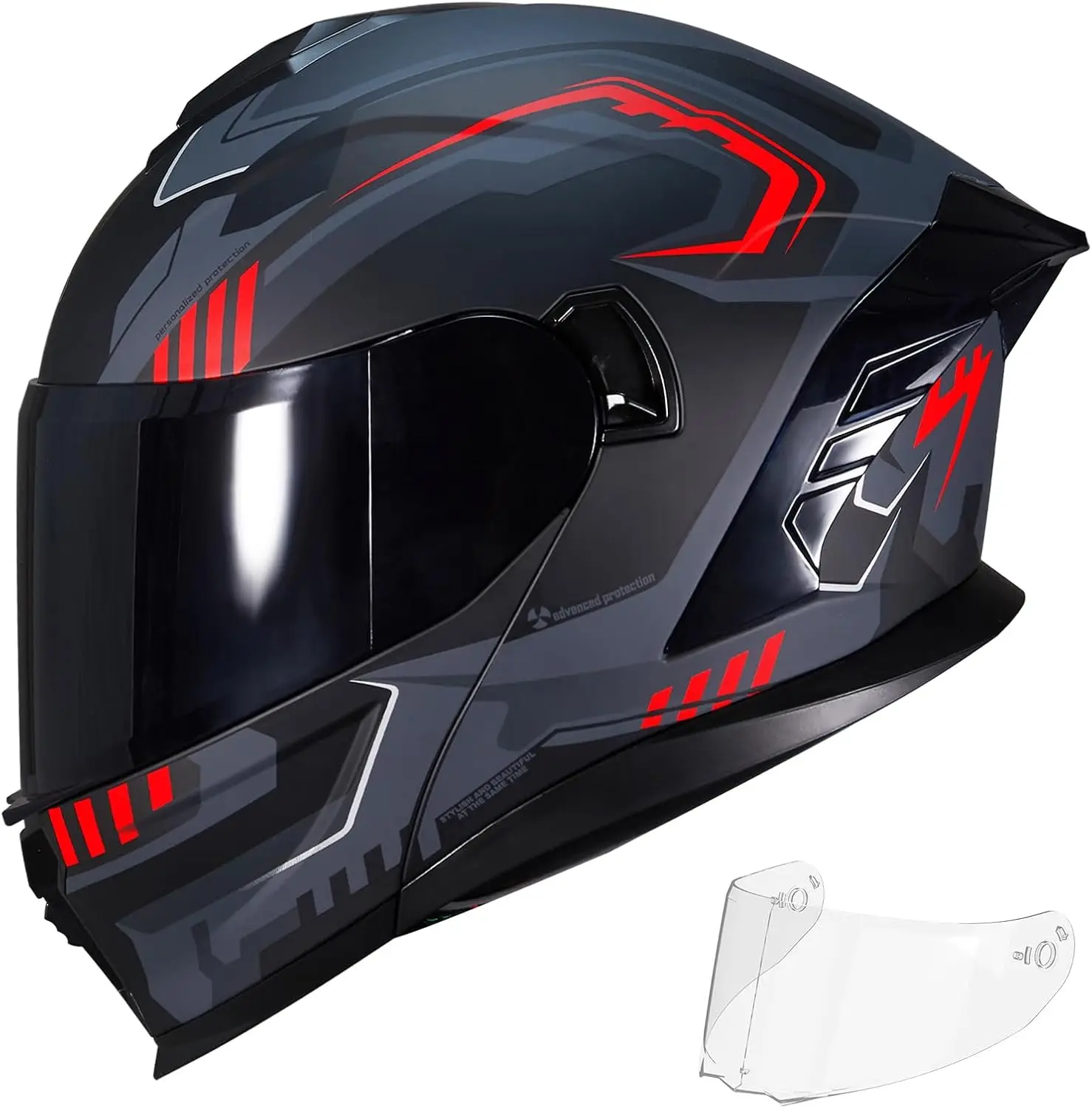 

Motorcycle Helmet Motorcycle Dual Visor Flip up Modular Full Face Helmet JR-815 DOT Approved Motorbike Helmet with 2 Visors for