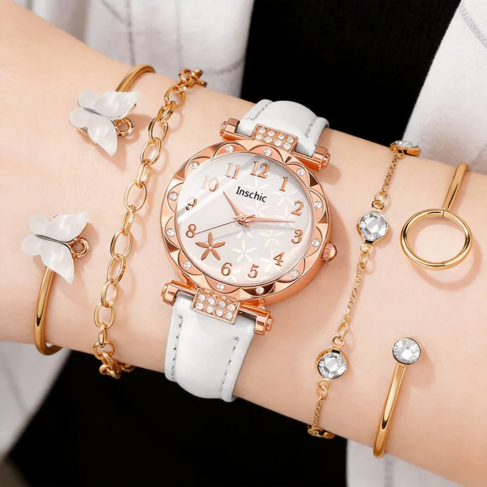 5Pc Trendy Latest Elegant And Fashionable Quartz Watch, Ideal Gift For Friends And Family On Valentine's Day, Easter, Birthdays