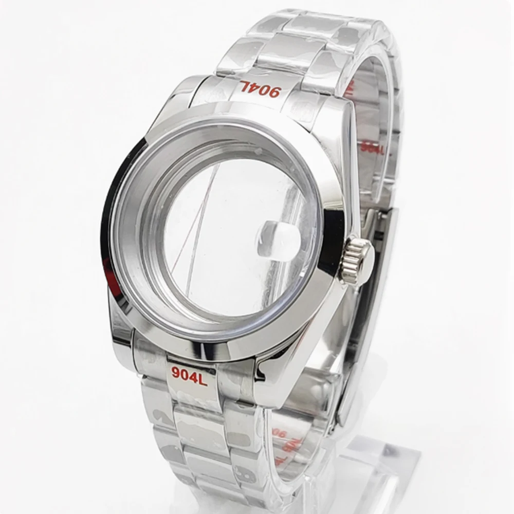 새로운 패션 39mm NH35 케이스 + 스트랩 고품질 스테인리스 스틸 시계 액세서리 NH35 NH36 무브먼트 28.5mm 다이얼 데이트저스트