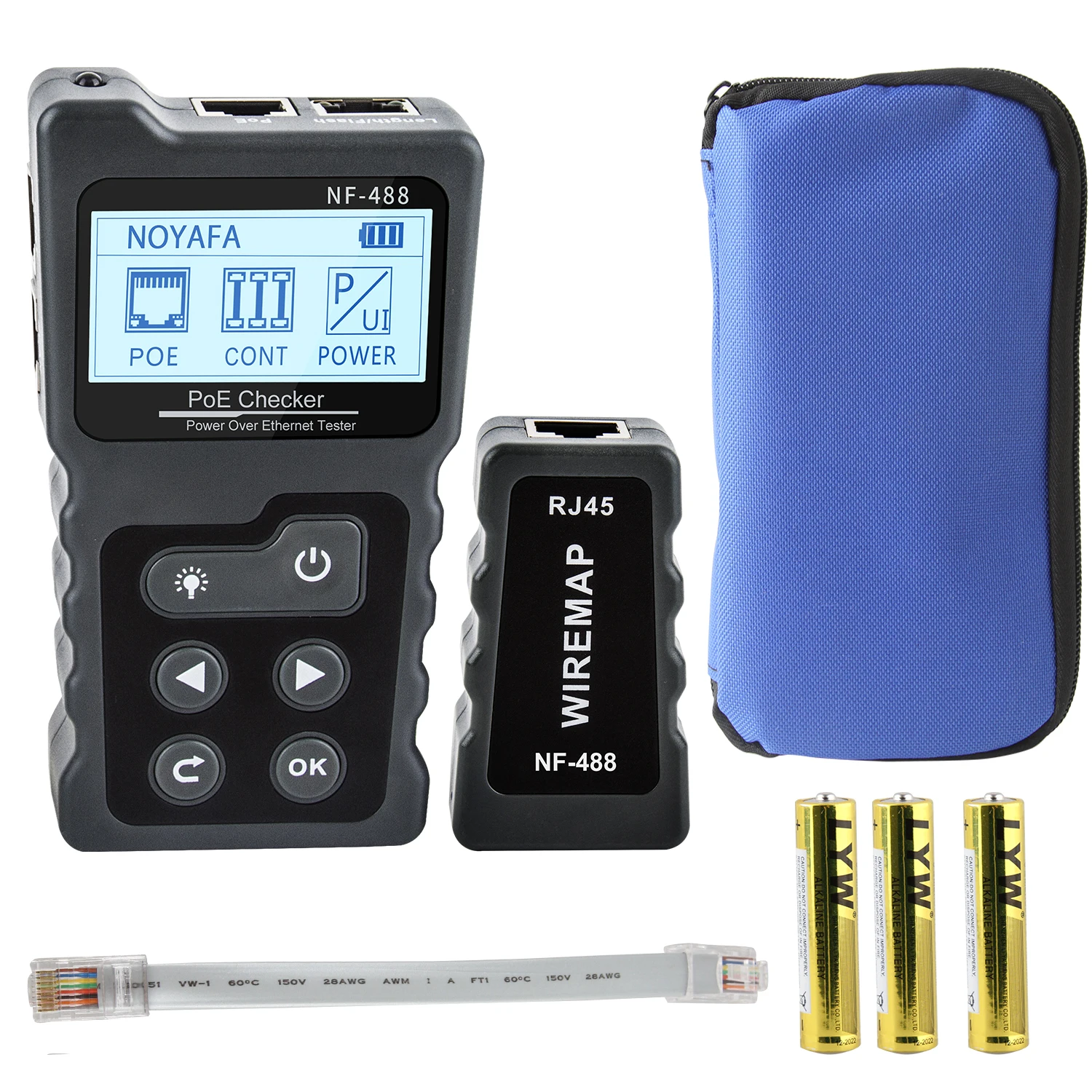 NOYAFA-comprobador PoE de red LCD, herramienta de prueba de bucle, Ethernet cat5, cat6, Cable Lan, NF-488