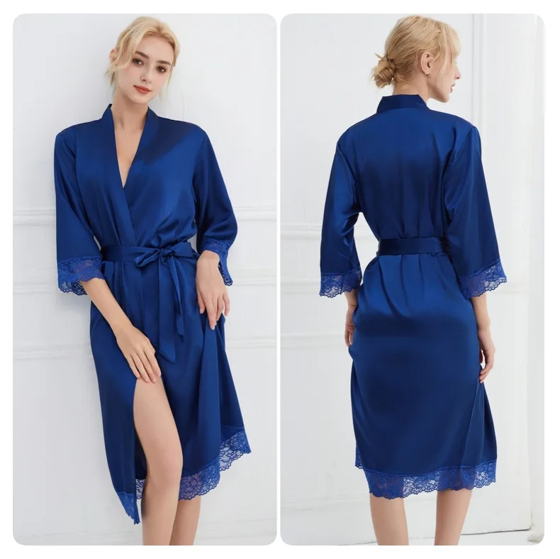 Robe Women Floral Bathrobe Kimono Robe Silk Long Wedding Bride Bridesmaid