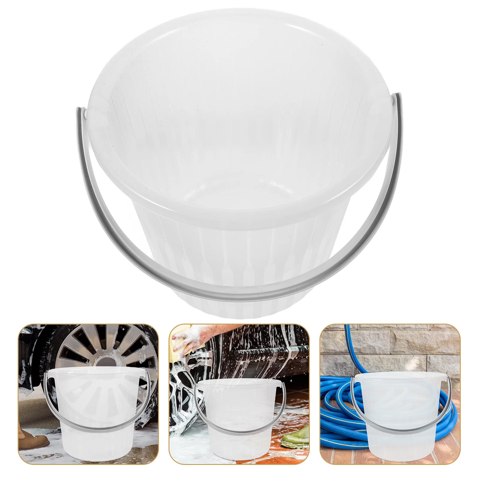 

Large Capacity Plastic Water Bucket Transparent Durable Storage For Home Car Washing Cleaning Portable Bucket Gardening