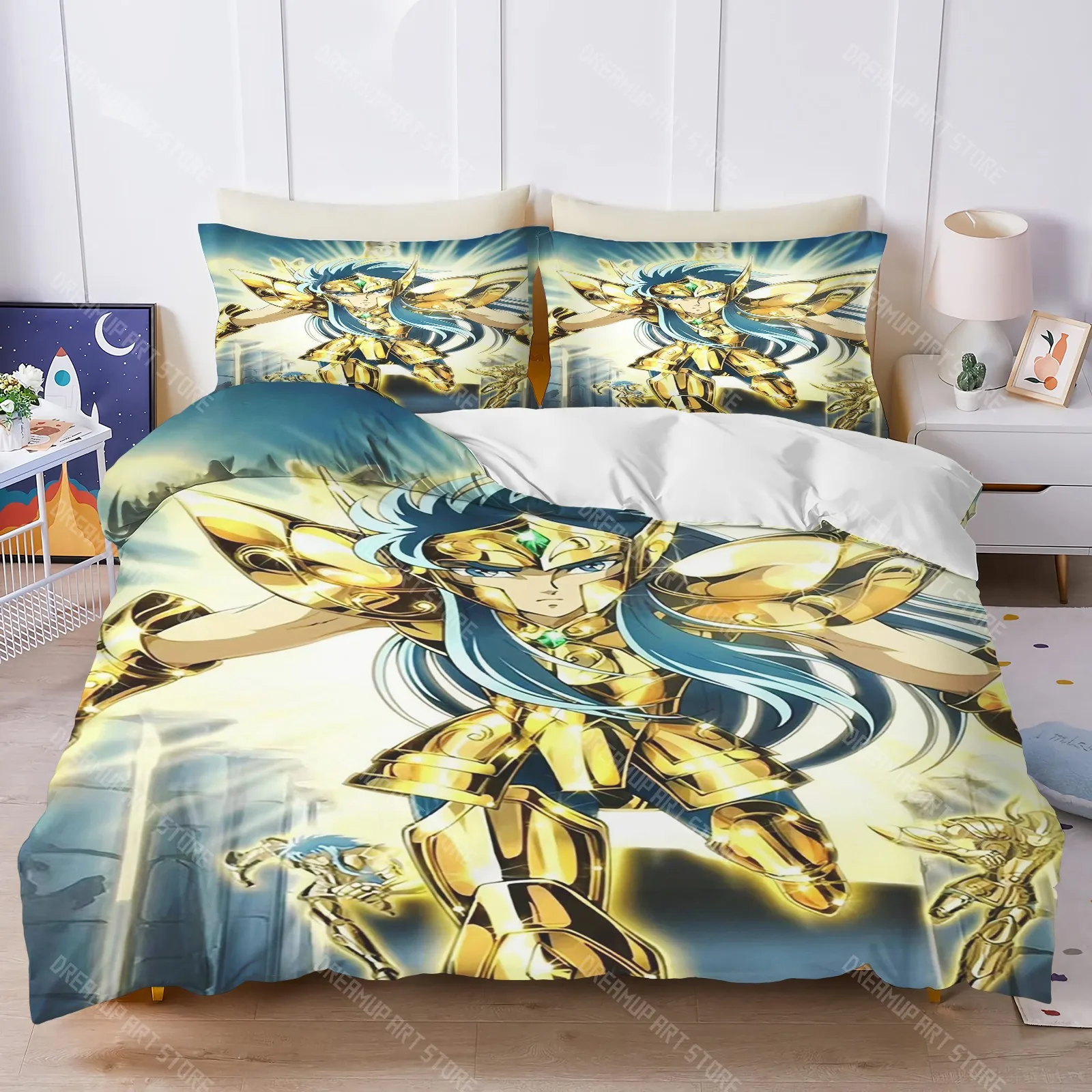 3D Printed Saint Seiya Bedding Set for Boys Girls Duvet Cover And Pillowcase Included Twin Queen King Full Single Double Sizes