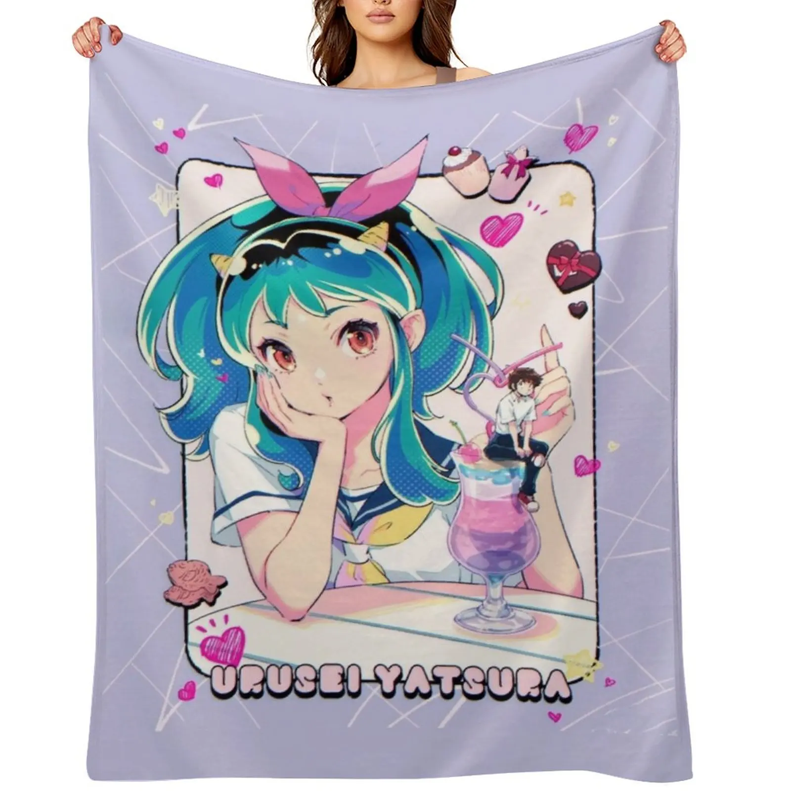 

Urusei Yatsura Throw Blanket Luxury Thicken Picnic Soft Plush Plaid Personalized Gift Blankets