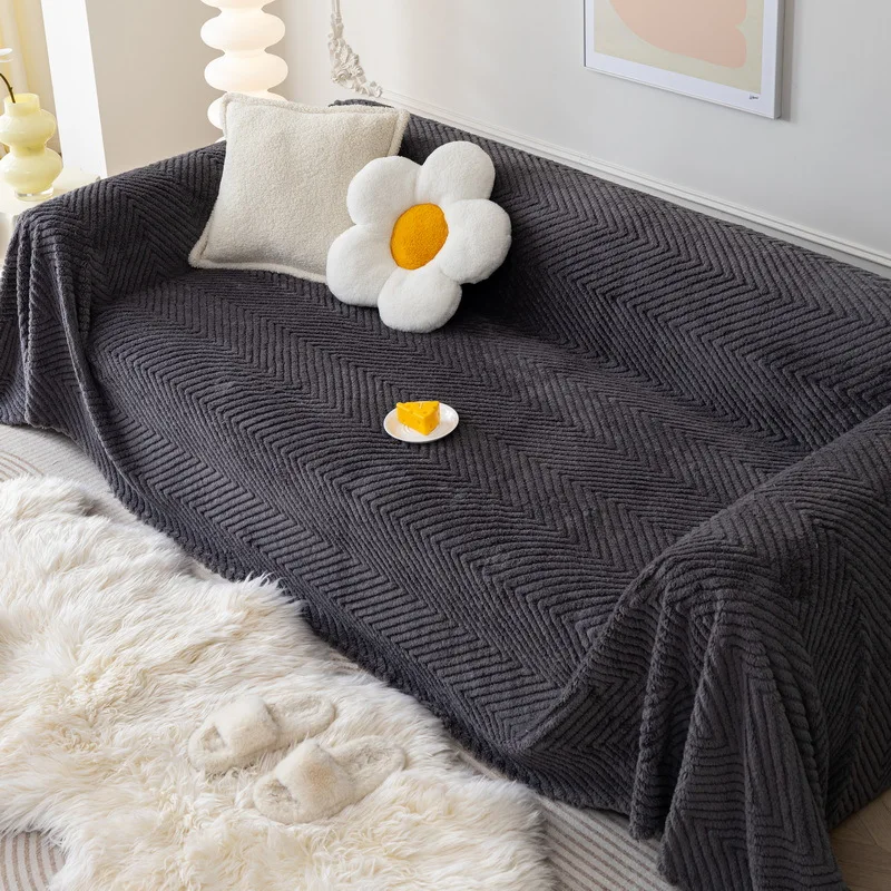 

Nordic Style Sofa Towel Simple Sofa Towel Anti Slip Dustproof Universal Sofa Cover Thickening Shu Velveteen Couch Towel Blanket