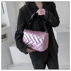 Fashion Space Pad Cotton Shoulder Bag for Women Winter Nylon Crossbody Bag Lady Quilted Padded Bags Female Fluffy Shopper Tote