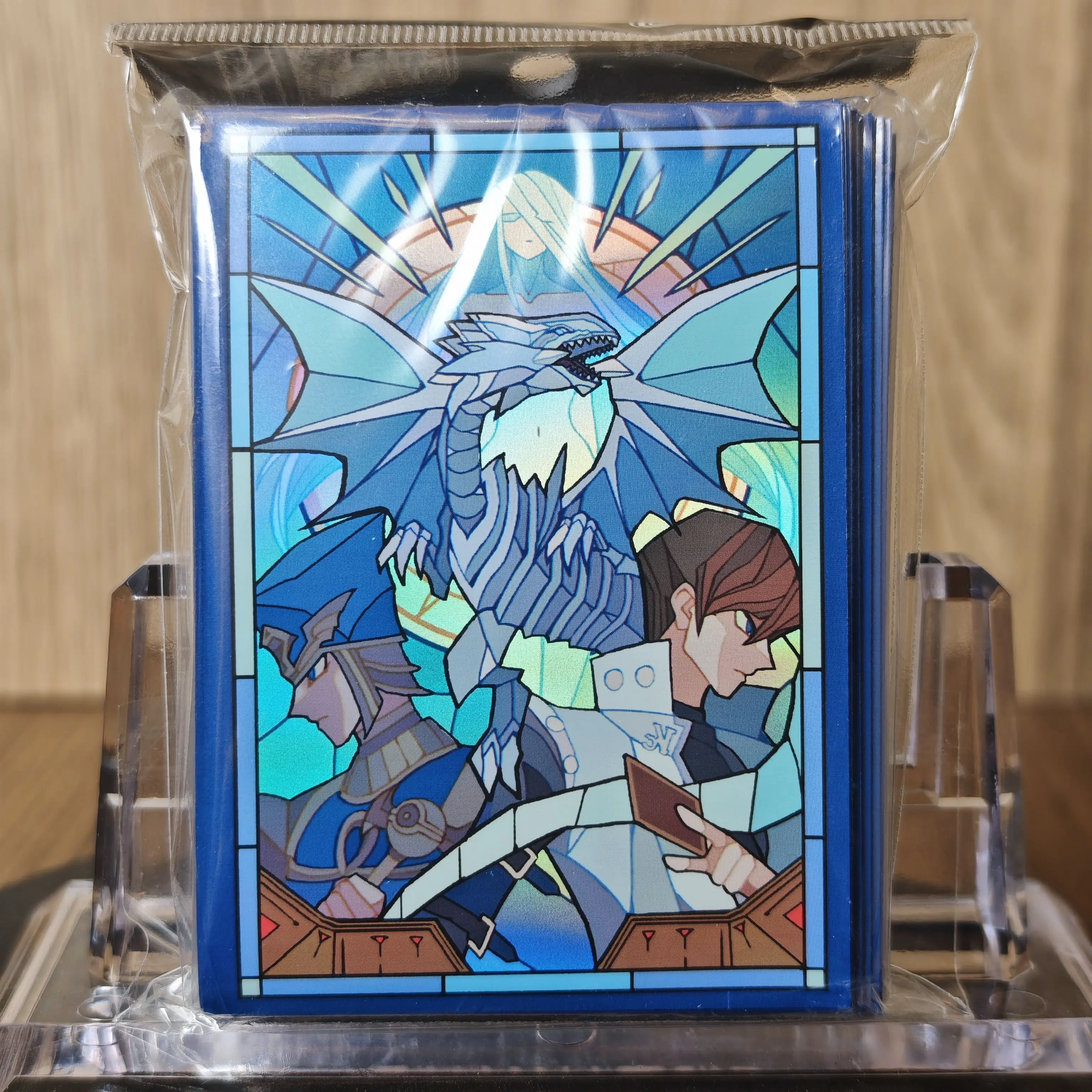 64pcs/set Yu-Gi-Oh！Blue Eyes White Dragon Laser Flash Card Cover 63x90mm Seto Kaiba Game Collection Card Protective Cover Gifts