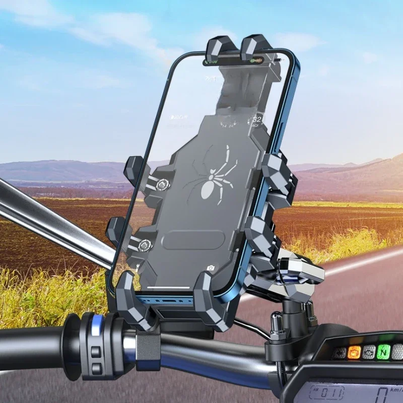 Smoyng Motorfiets Telefoonhouder Aluminium Schokbestendige Mobiele Standaard Beugel Ondersteuning Motorfiets Stuur Achteruitkijkspiegel Mount