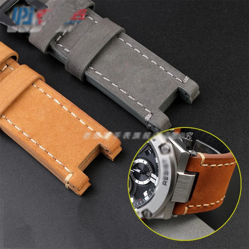For Casio G-SHOCK GST-B100/W300/400 S110/S120/W130L Leather Watch band Concave Sport Men's Notched Manual line Strap Belt 26mm