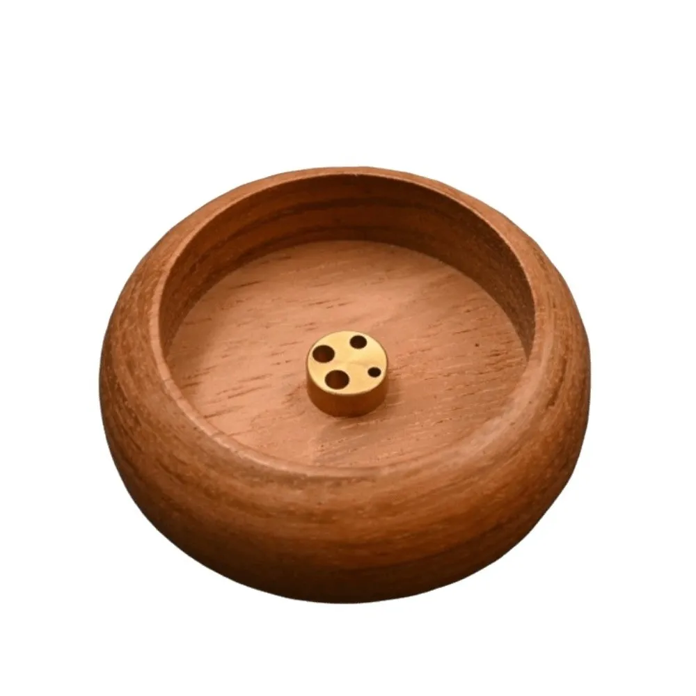 Mini Wooden Incense Holder Solid Wood Bowl Shape Incense Stick Holder Perforated High-quality Ash Catcher Bowl Tray Meditation