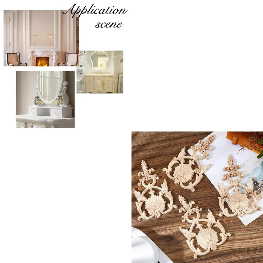 2pcs Unpainted Carving Decals Wall Decoration Appliques Appliques Universal for Door Cabinet Decorative Corner Onlays