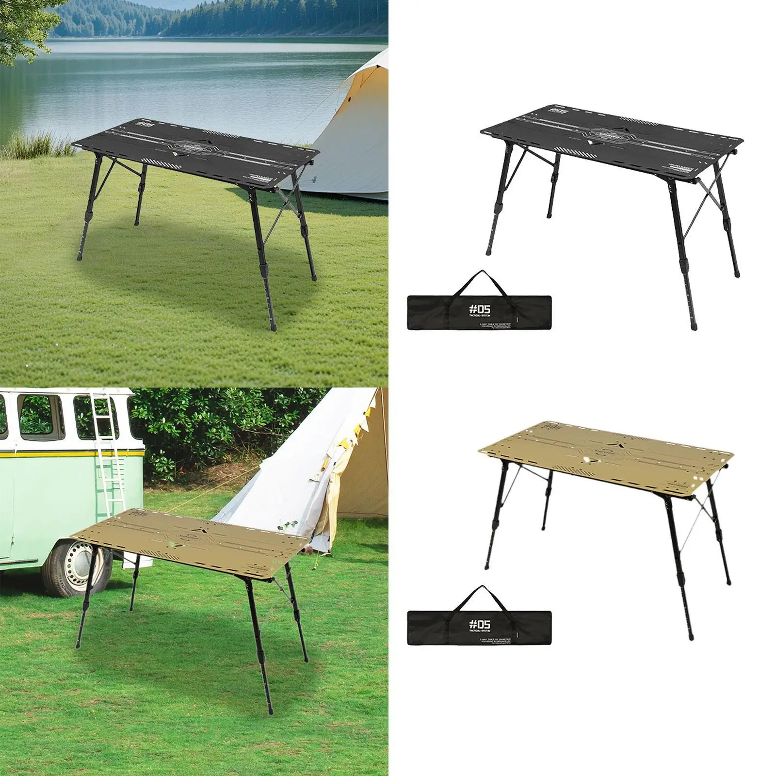 

Camping Table with Storage Bag and Adjustable Height Feature
